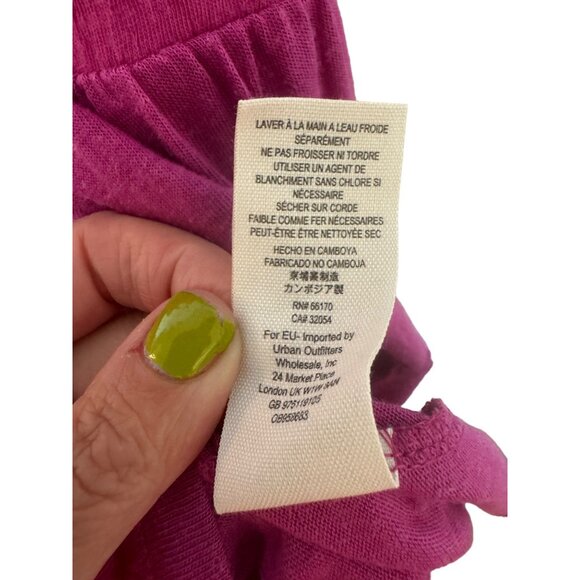 Free People Oversized Tank Top Tiered Ruffle Hem Tunic Pink Back Tie XS Romantic - Picture 7 of 12